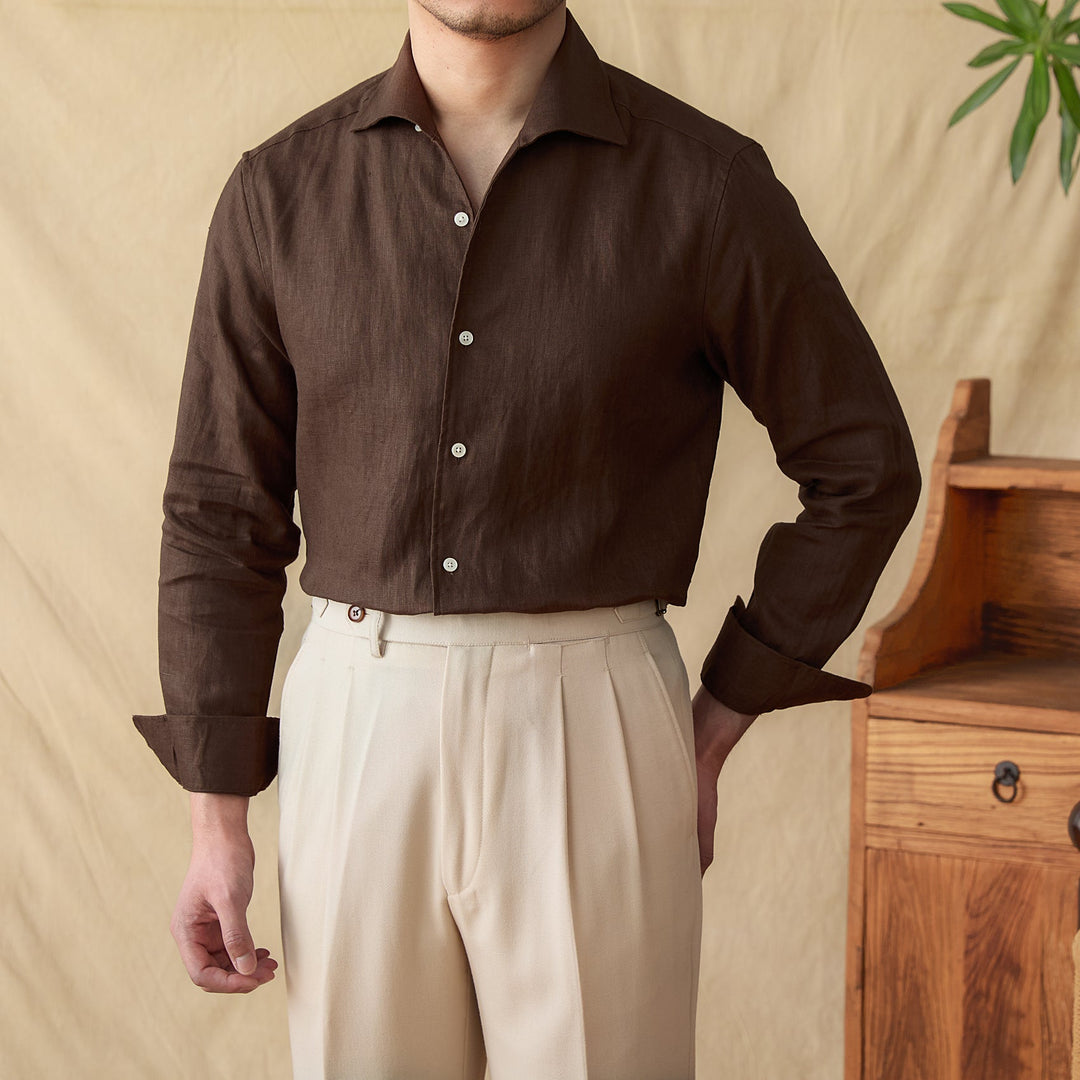 Lightweight Linen Shirt with Spread Collar