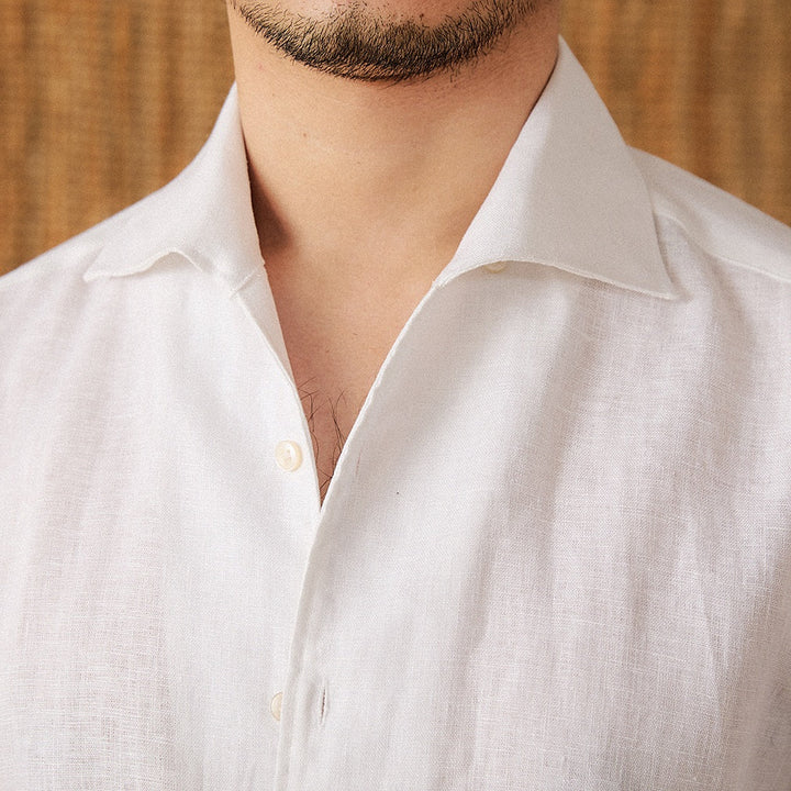 Lightweight Linen Shirt with Spread Collar