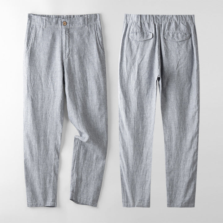 Relaxed Tapered Linen Trousers with Drawstring Waist
