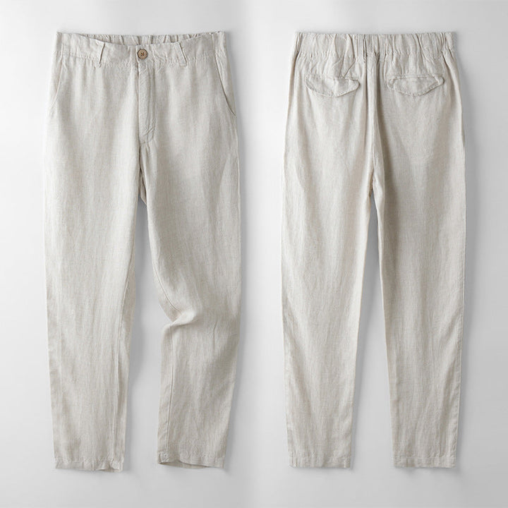 Relaxed Tapered Linen Trousers with Drawstring Waist