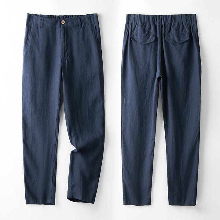 Relaxed Tapered Linen Trousers with Drawstring Waist