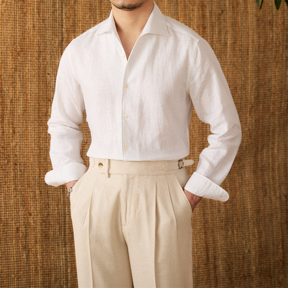 Lightweight Linen Shirt with Spread Collar