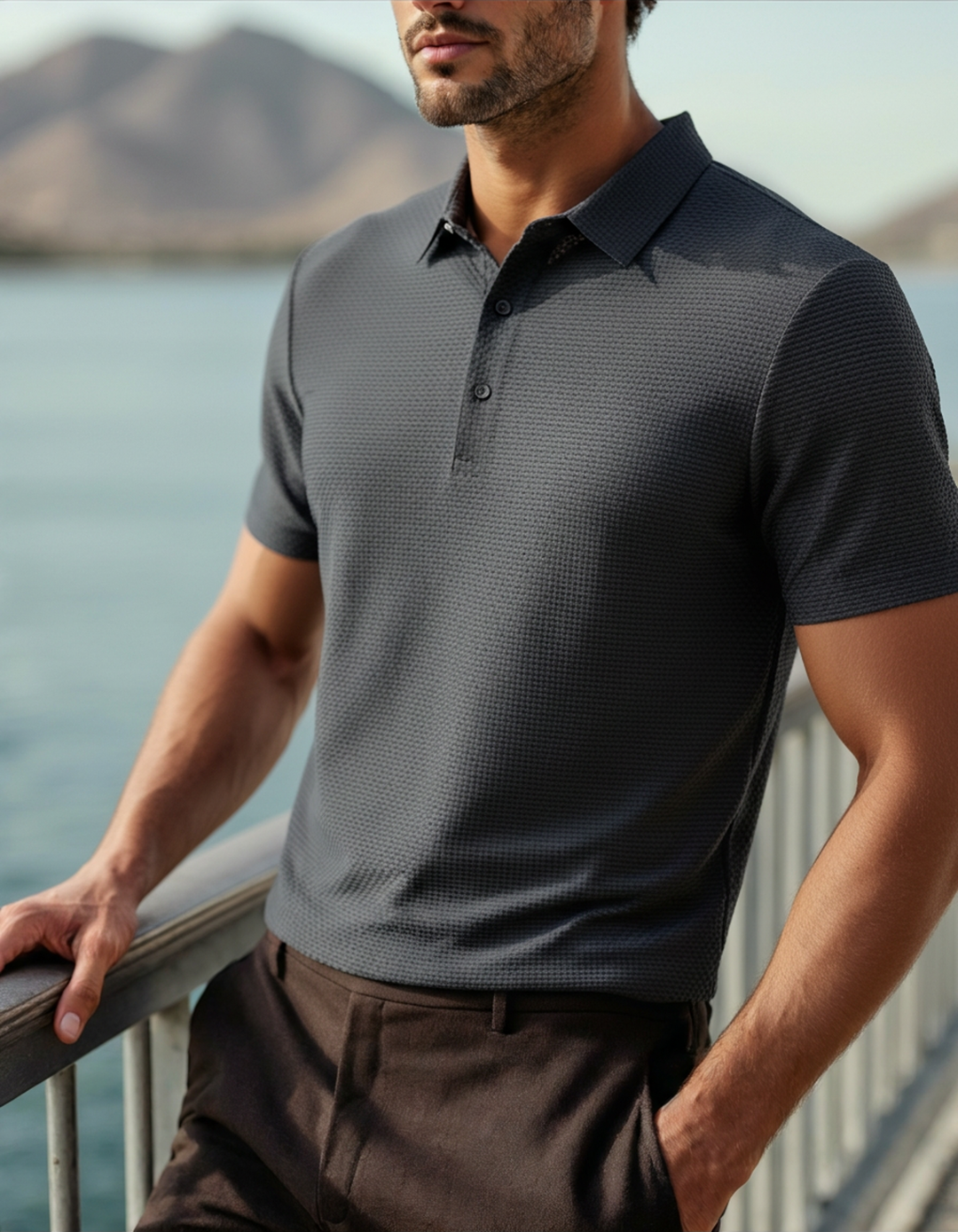 Marc Textured Knit Polo Shirt