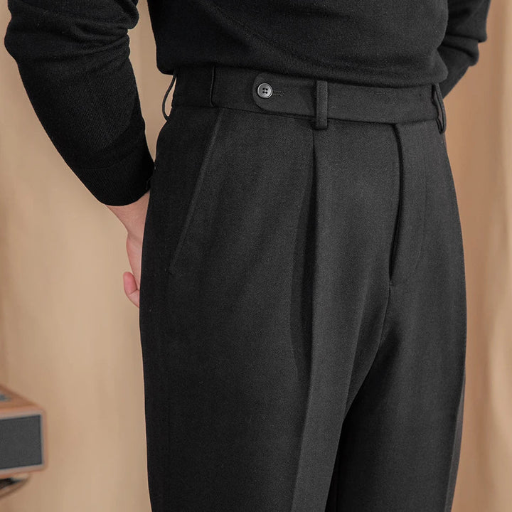 Single-Pleat Wool Blend Trousers