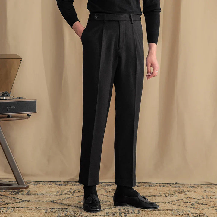 Single-Pleat Wool Blend Trousers