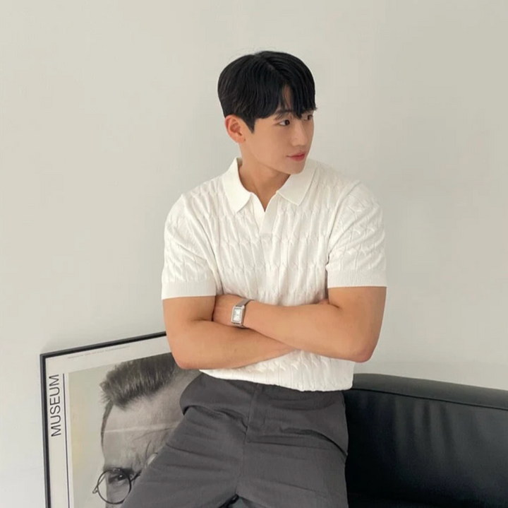 Textured Knit Polo Shirt