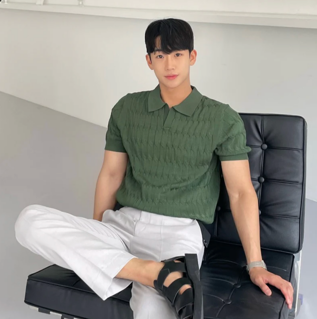 Textured Knit Polo Shirt