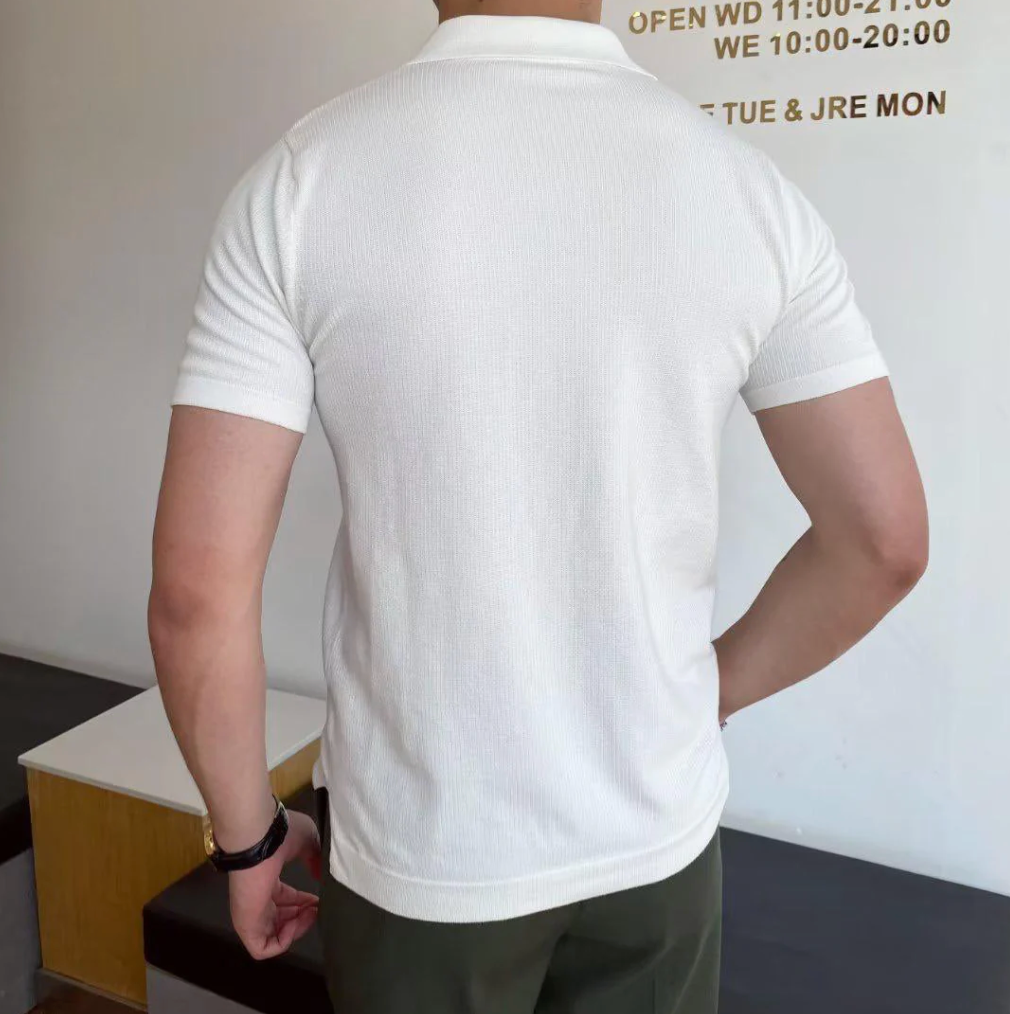 Classic V-Neck Knit Polo Shirt