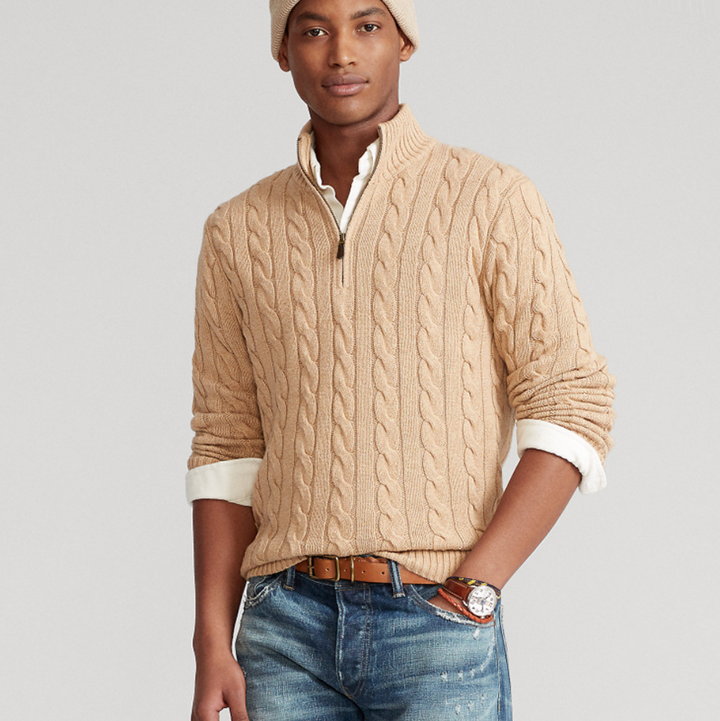 Cable Knit Quarter-Zip Sweater