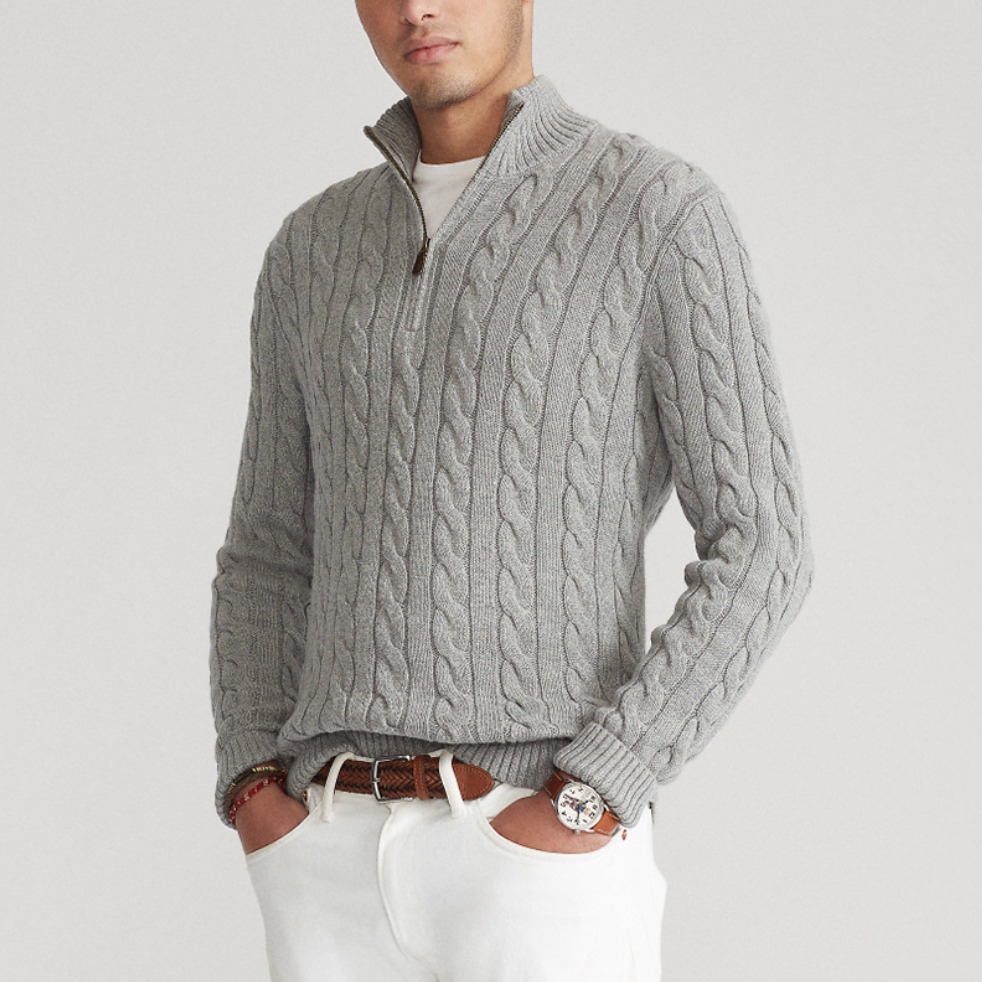 Cable Knit Quarter-Zip Sweater
