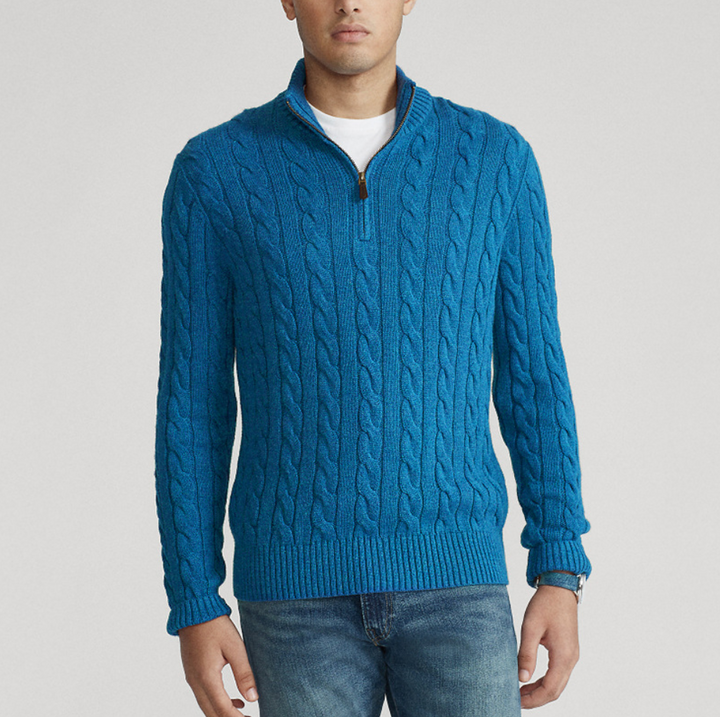 Cable Knit Quarter-Zip Sweater