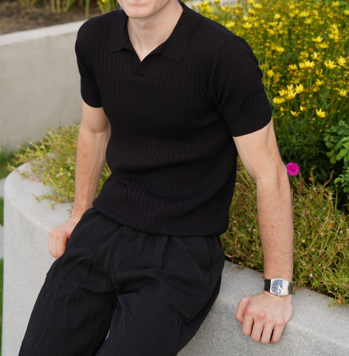 Classic Structured Knit Polo Shirt
