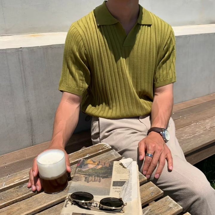 Classic Structured Knit Polo Shirt