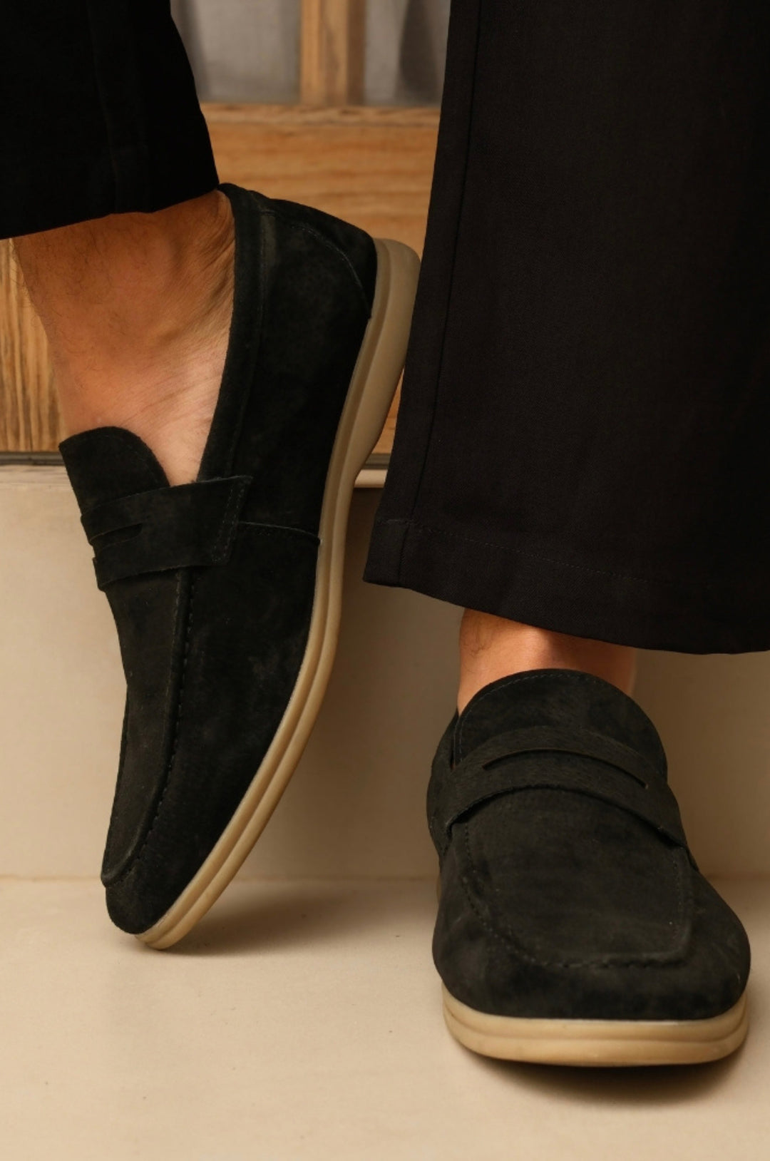 Classic Beige Suede Loafers