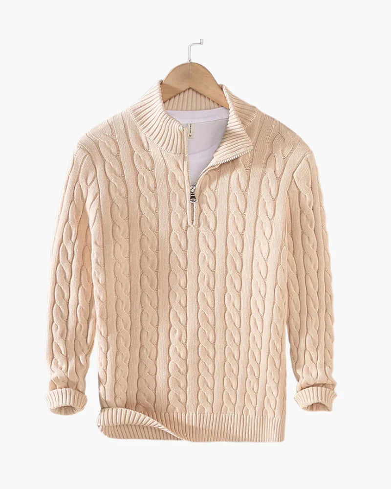 Cable Knit Quarter-Zip Sweater
