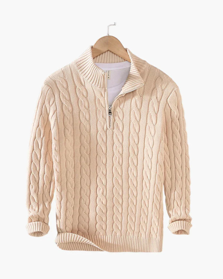 Cable Knit Quarter-Zip Sweater