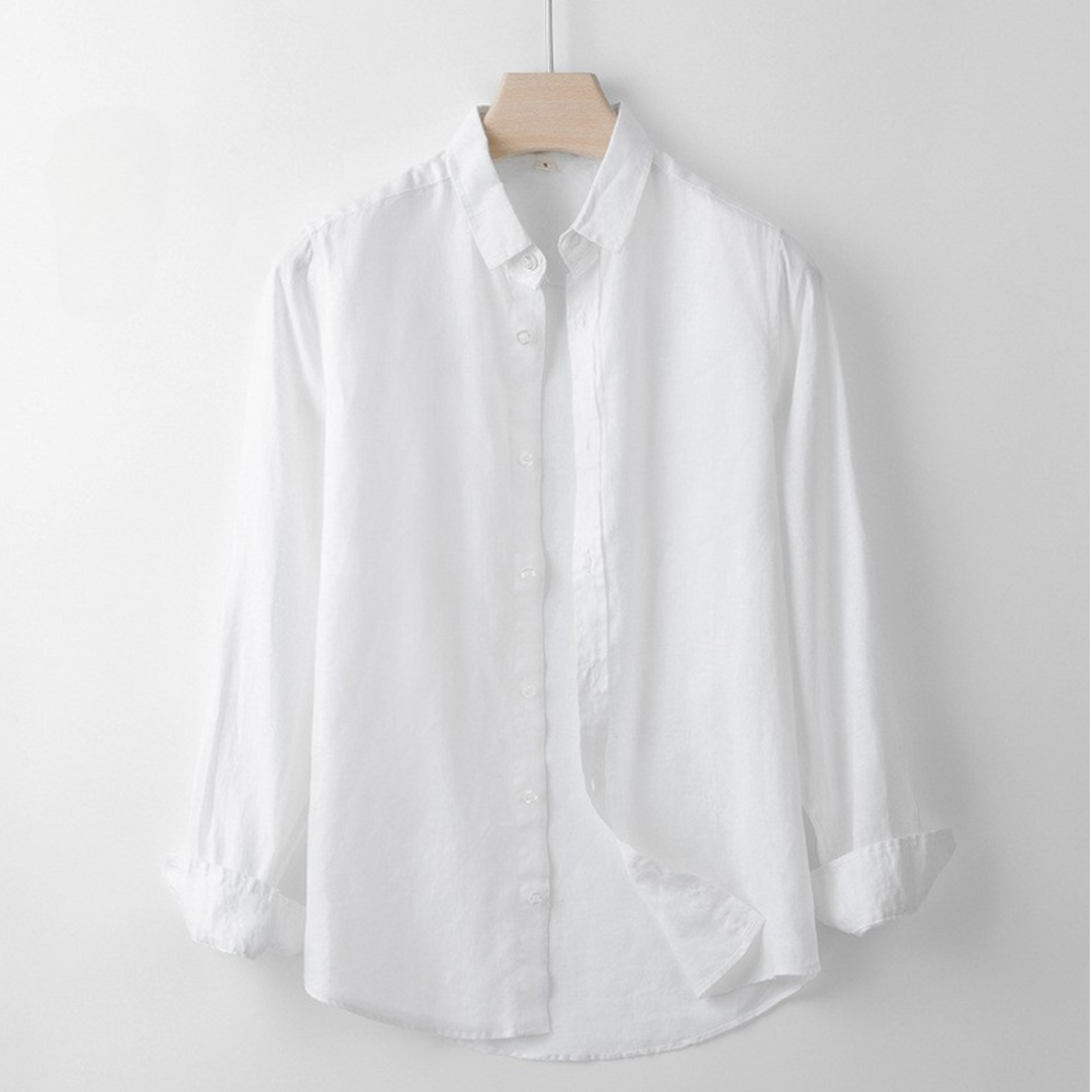 Lightweight Linen Shirt with Spread Collar
