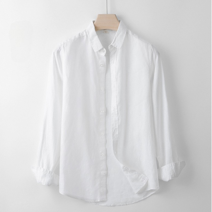 Lightweight Linen Shirt with Spread Collar