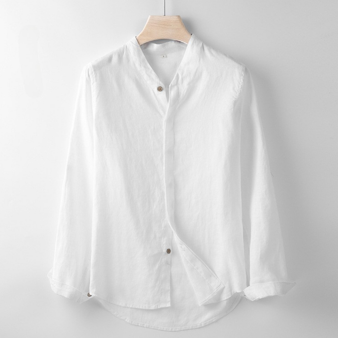Linen Band Collar Shirt