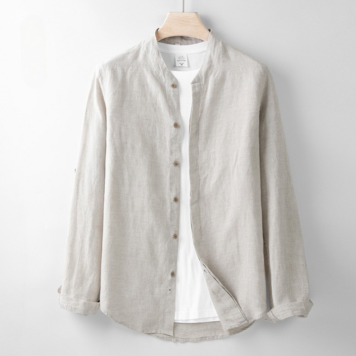 Linen Band Collar Shirt
