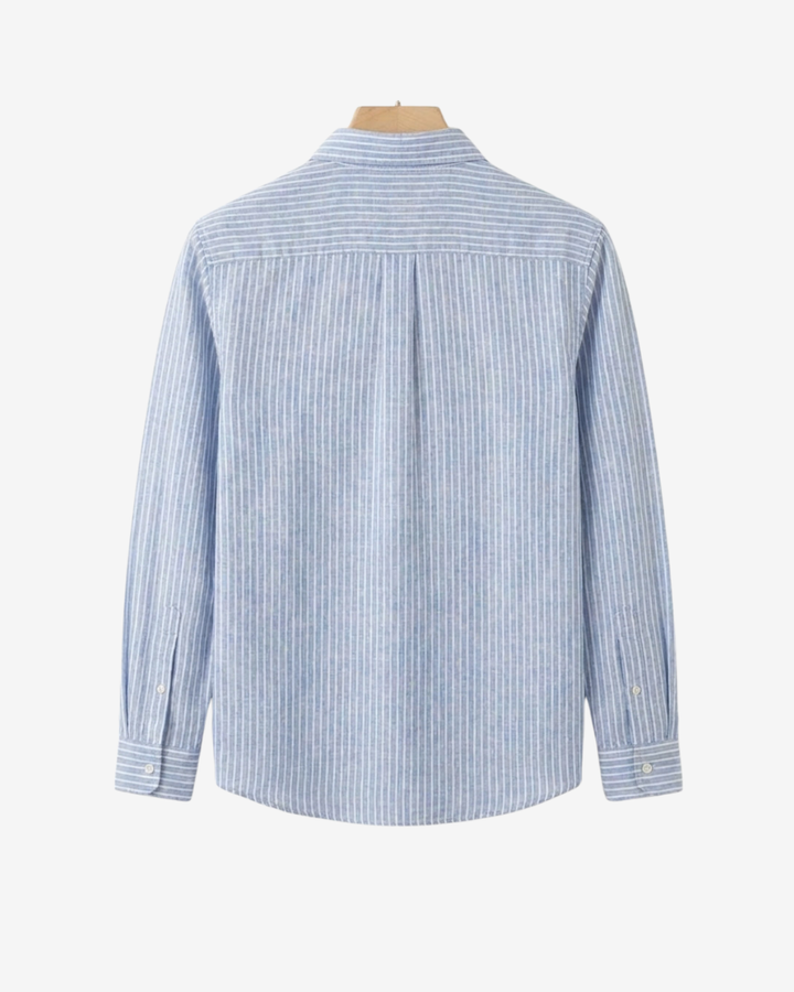 Blue Striped Linen Button-Down Shirt