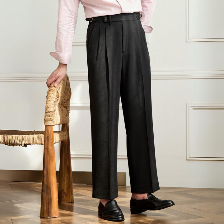 Double-Pleat Relaxed Tapered Pants