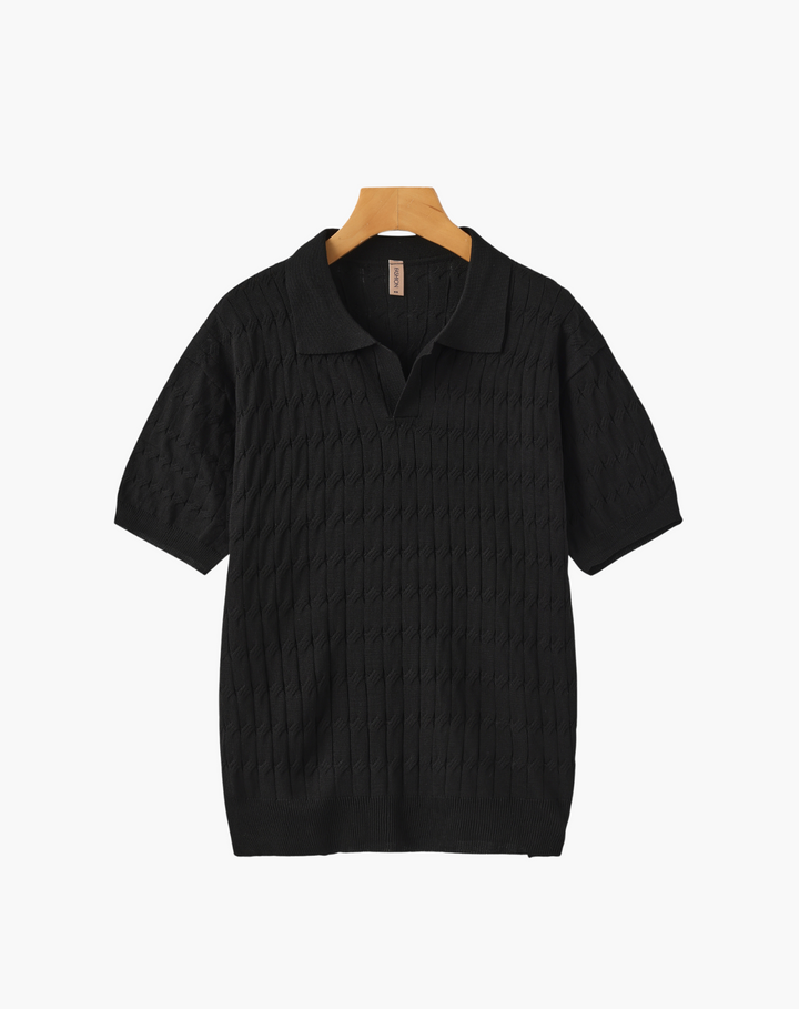 Textured Knit Polo Shirt