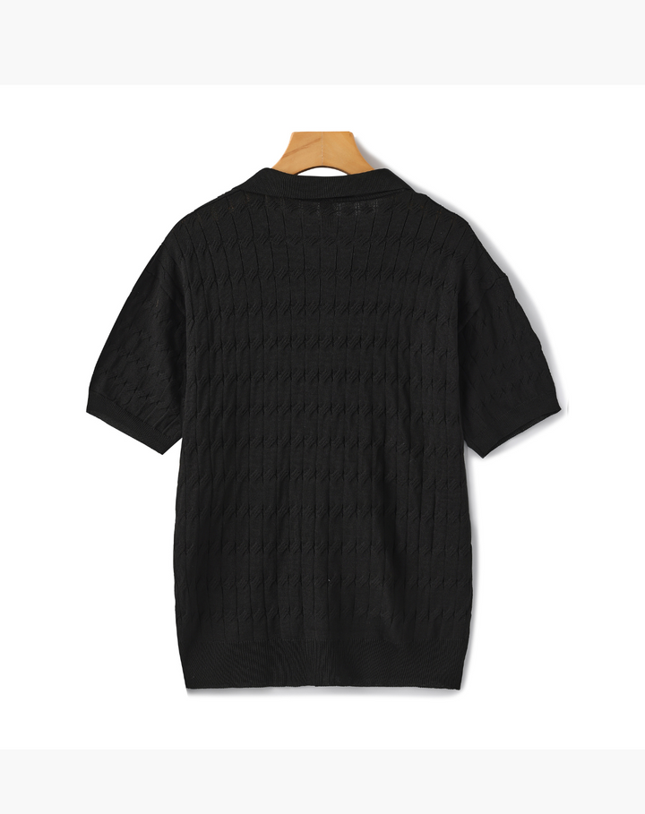 Textured Knit Polo Shirt