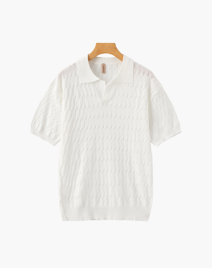 Textured Knit Polo Shirt