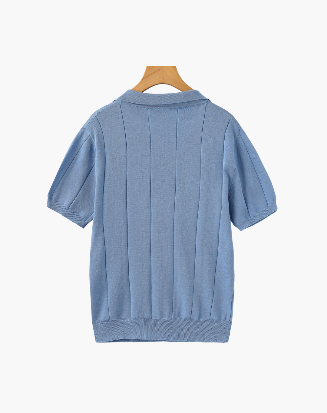 Stretch Knit Polo Shirt with Open Collar