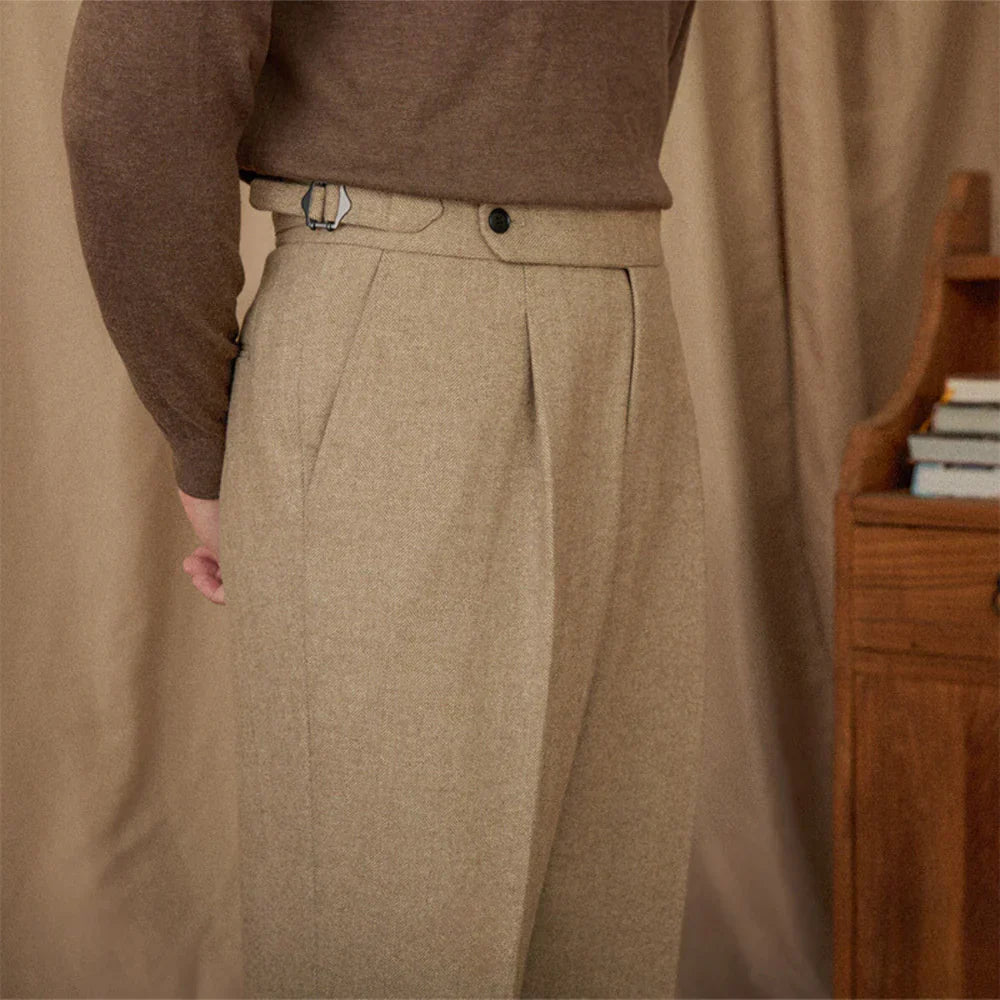 Classic Pleated Trousers with Side Adjusters