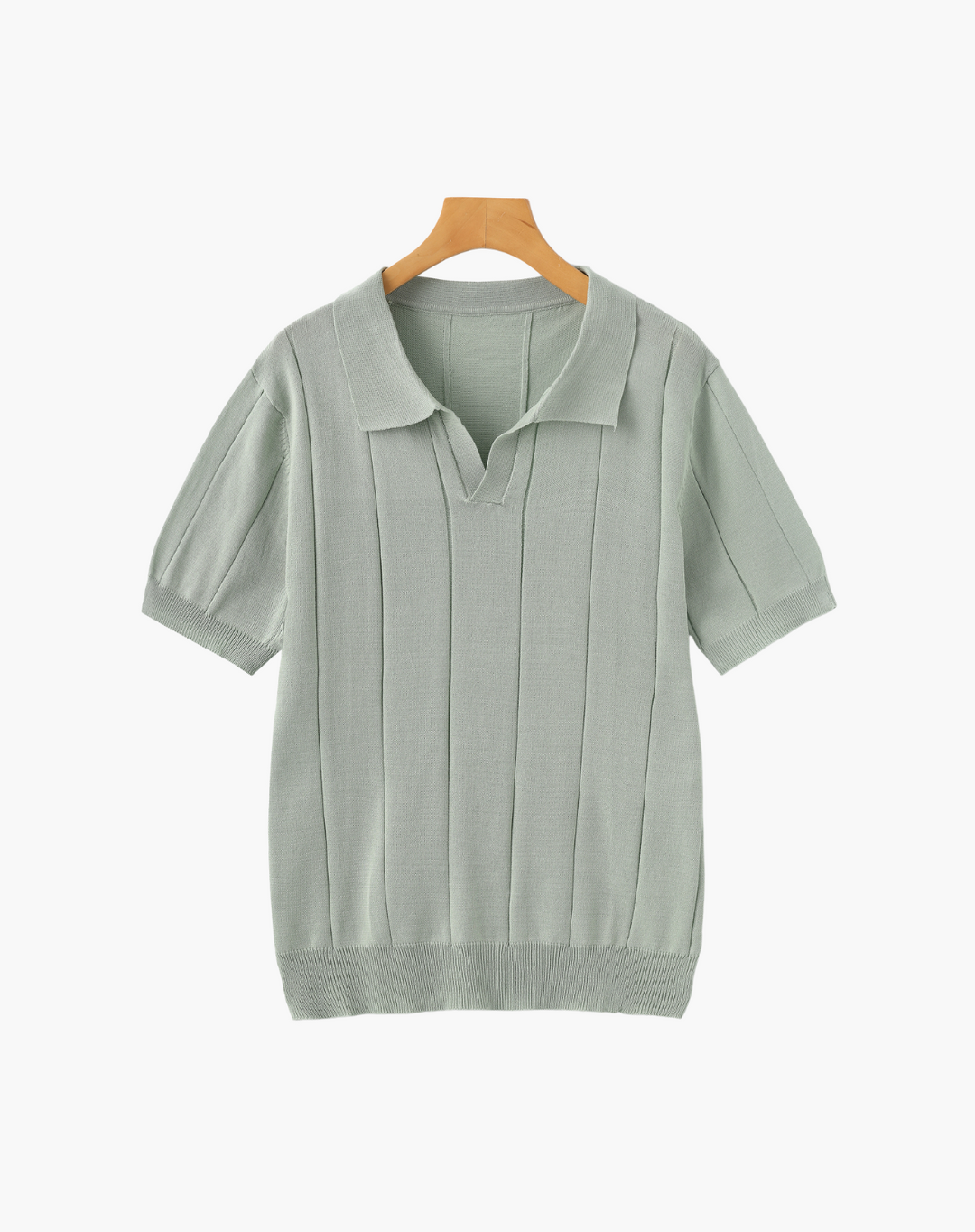 Stretch Knit Polo Shirt with Open Collar