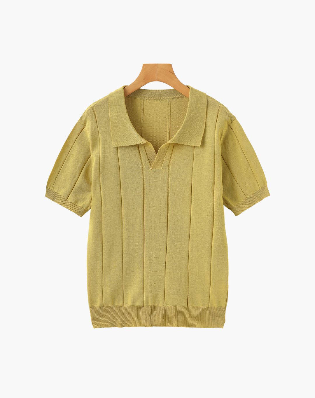 Stretch Knit Polo Shirt with Open Collar