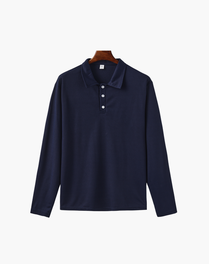 Stretch Knit Polo Shirt with Button Placket