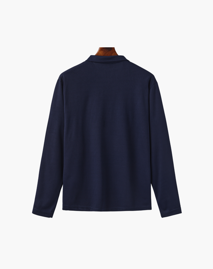 Stretch Knit Polo Shirt with Button Placket