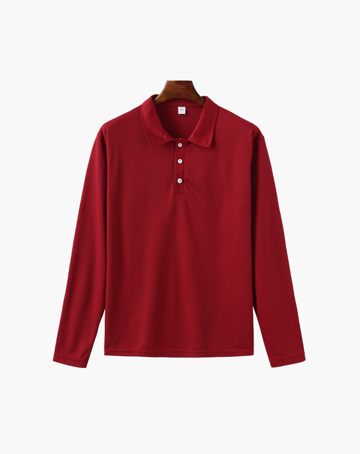 Stretch Knit Polo Shirt with Button Placket
