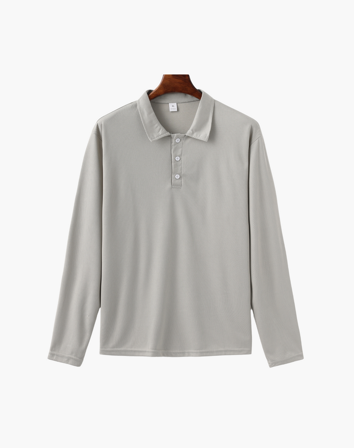 Stretch Knit Polo Shirt with Button Placket