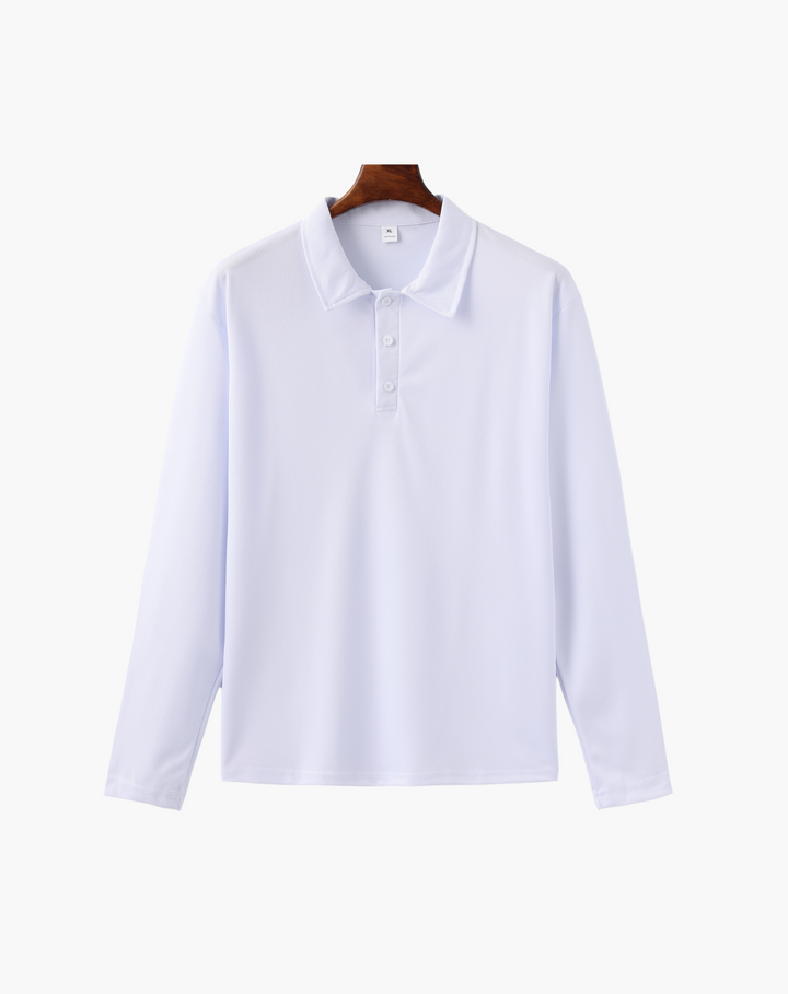 Stretch Knit Polo Shirt with Button Placket