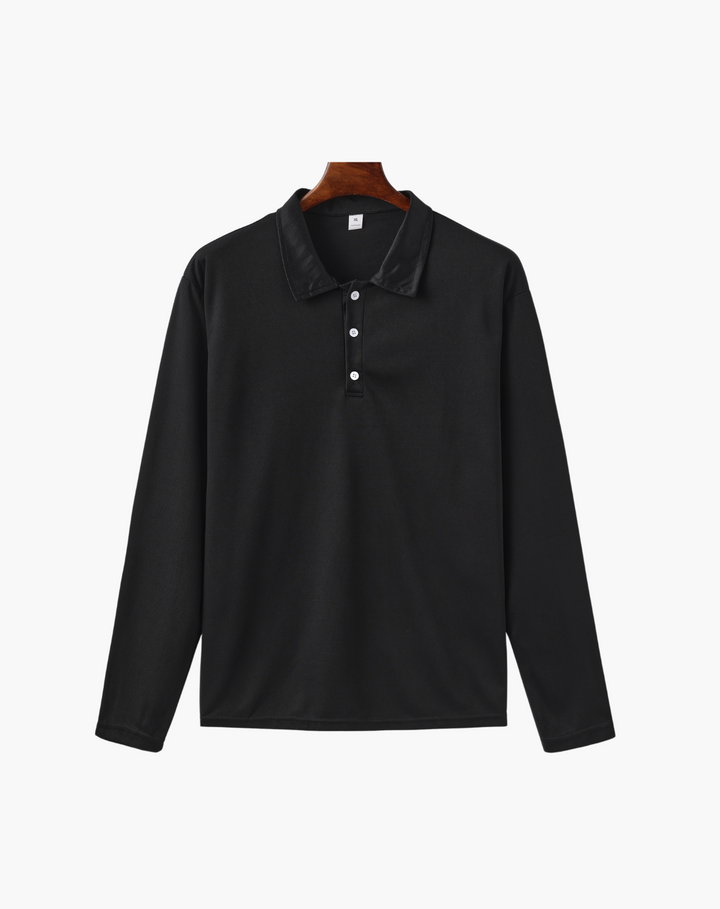 Stretch Knit Polo Shirt with Button Placket