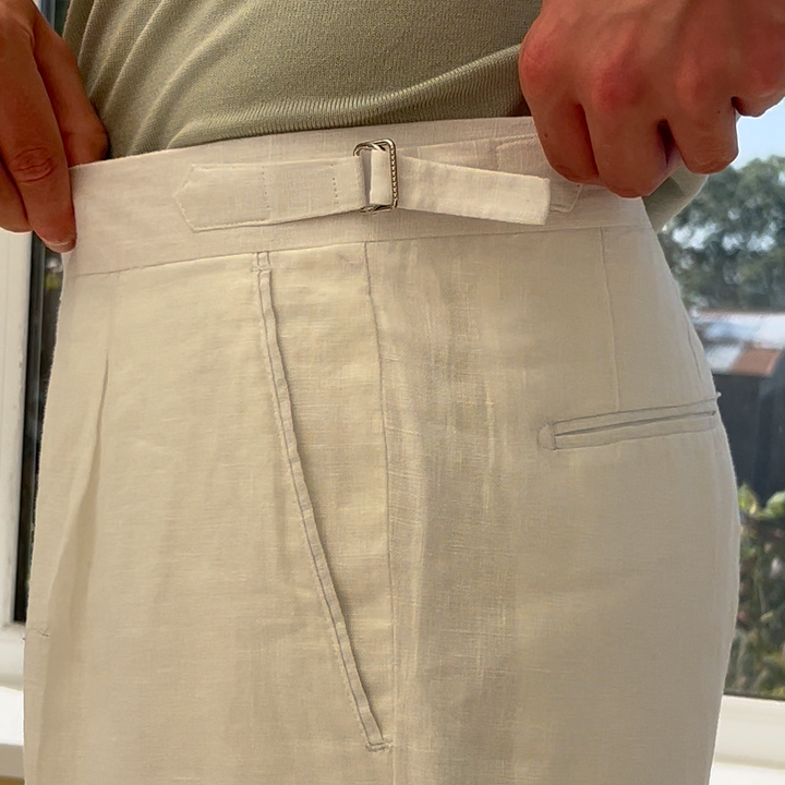 Classic Pleated Linen Trousers