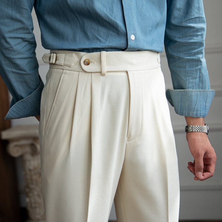Double Pleat Trousers with Side Adjusters