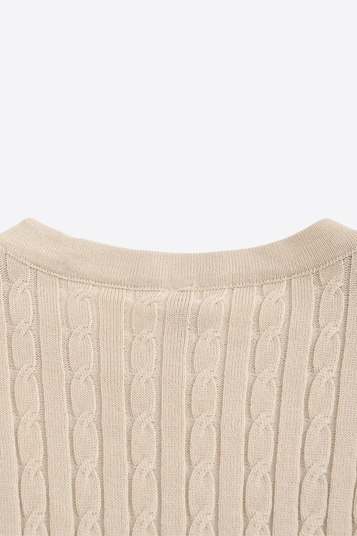 Leo Cable-Knit Short-Sleeve Shirt