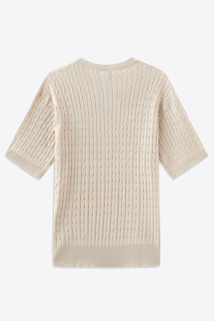 Leo Cable-Knit Short-Sleeve Shirt