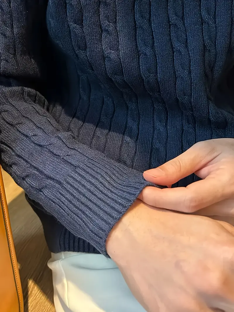 Classic Cable Knit Crewneck Sweater