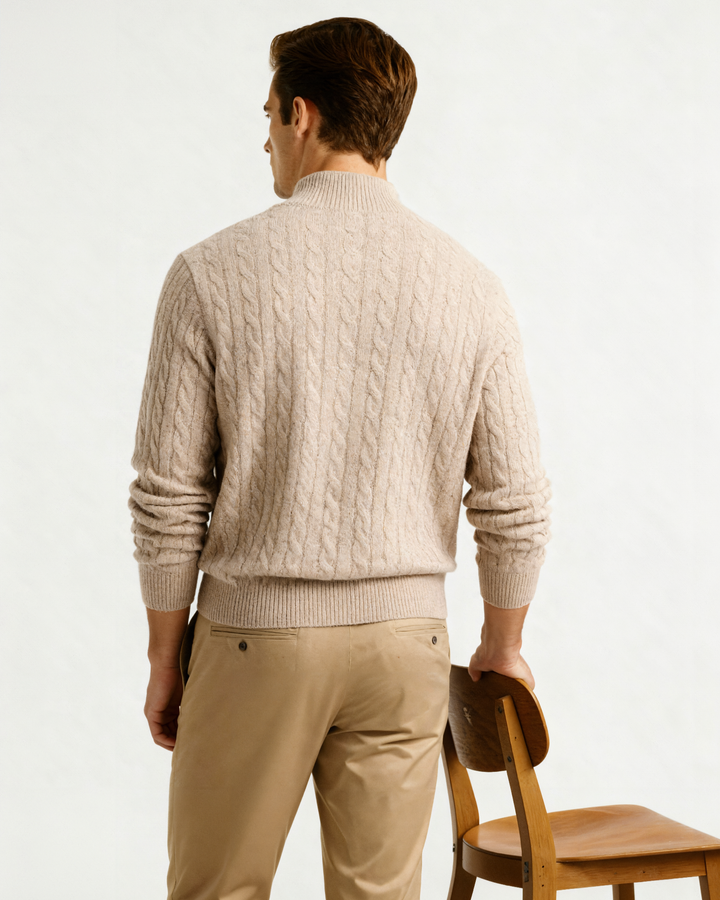 Harlan Cable-Knit Half-Zip Sweater