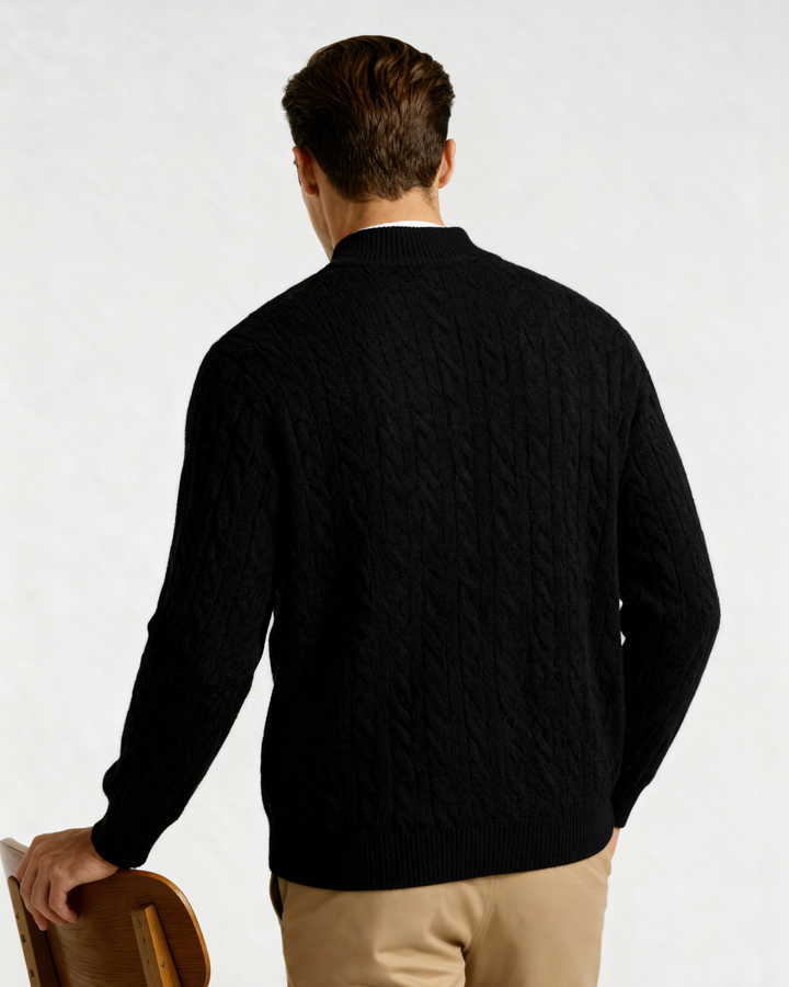 Harlan Cable-Knit Half-Zip Sweater