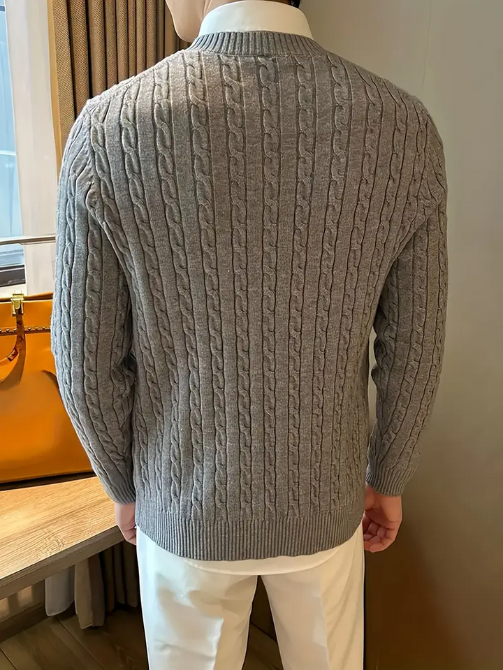 Classic Cable Knit Crewneck Sweater