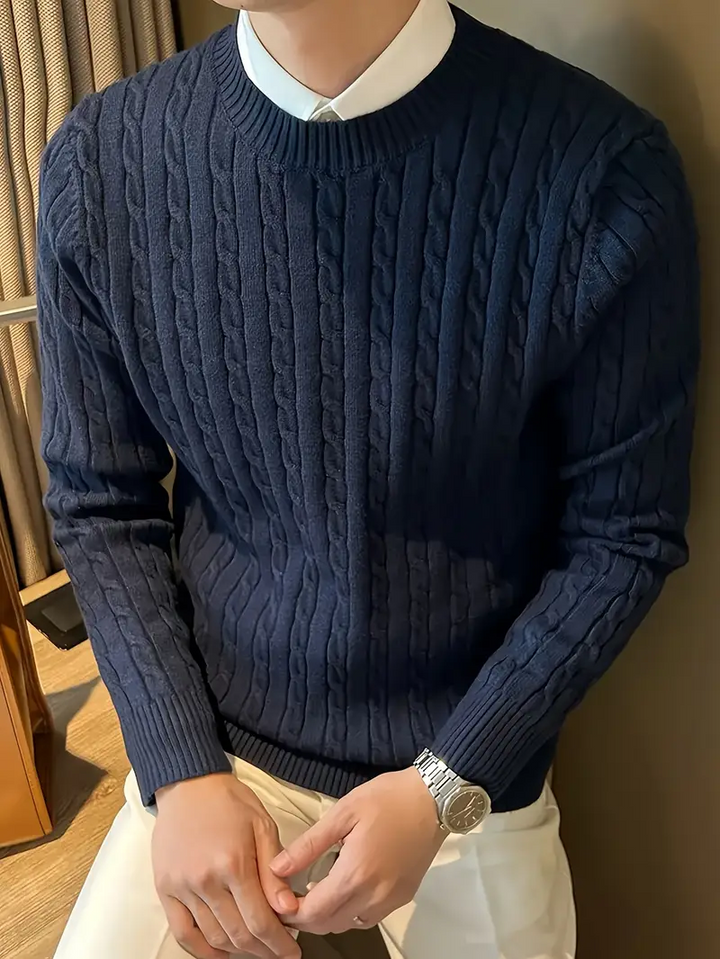 Classic Cable Knit Crewneck Sweater