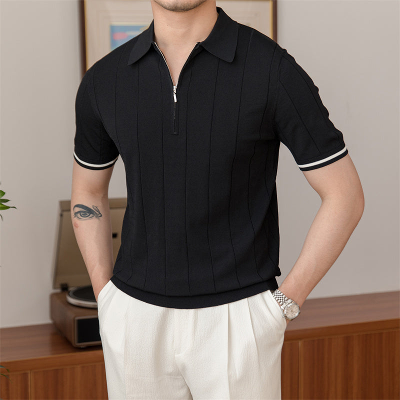 Adonis Pleated Knit Polo Shirt