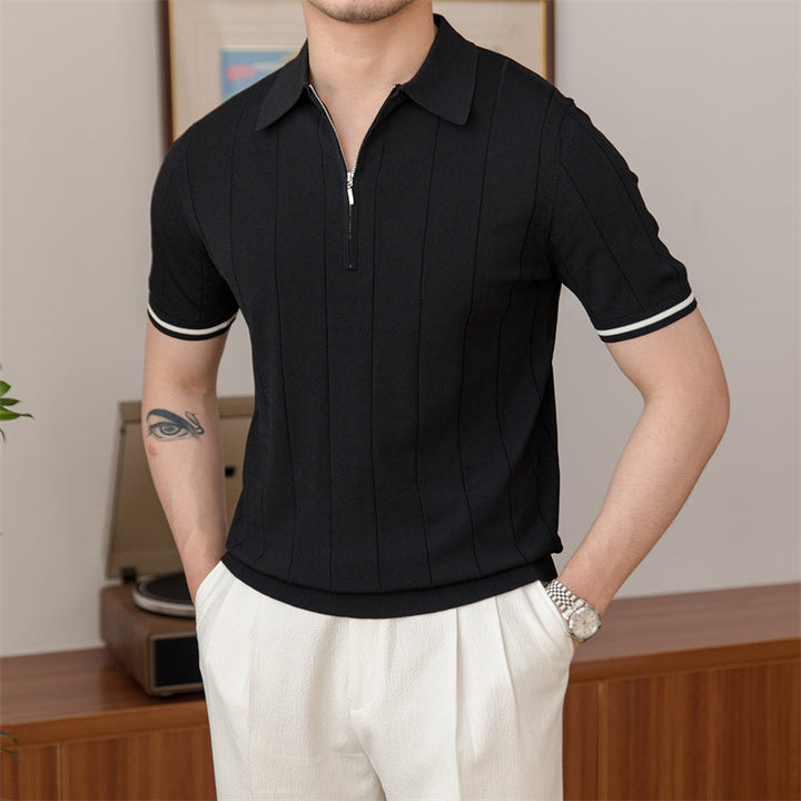 Adonis Pleated Knit Polo Shirt
